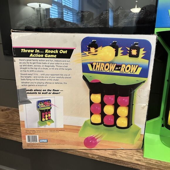 Vintage 90s Throw in a Row Game 1992 Neon Tic Tac Toe Ball Toss Works + Box RARE - Picture 4 of 8
